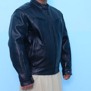 Veste de moto d'hiver en cuir de vachette de haute qualité fabriquée au Pakistan, coupe-vent, avec protection ignifuge et épaulettes rembourrées - Product Image 2