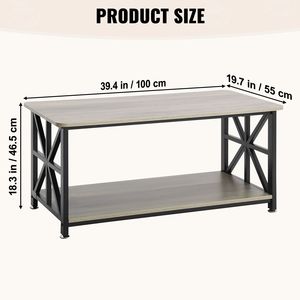 Tavolino da Caffè Rettangolare Stile Fattoria da 40 Pollici con Vano Portaoggetti Sollevabile, Tavolo da Cocktail Rustico in Legno per Soggiorno, Set Incluso - Product Image 6