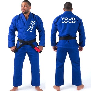 <b>Men</b> BJJ <b>Kimono</b> Blue 100 Cotton Regular Fit Durable Printed Logo Left Sleeve Adult Martial Arts Wear - Product Image 1