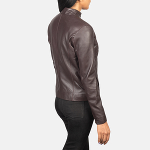 Chaqueta de Tweed Personalizada para Motocicleta, Otoño-Invierno, con Cierre, Impermeable, Cortavientos, para Mujer, de Cuero PU, Corte Holgado, con Forro de Piel Sintética - Product Image 2