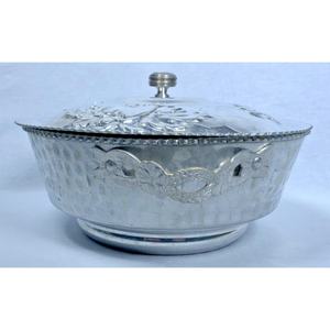 Heavy Duty Steel Casserole <b>Dish</b> with Cover | Rust Resistant Polished Finish for Daily <b>Cooking</b> & Serving - Product Image 1