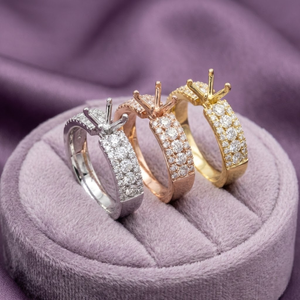 Fabricants de bijoux de Hong Kong, bague de fiançailles classique en or blanc massif 18 carats avec diamant véritable de 1 carat, semi-montée, pour femmes, fête - Product Image 5