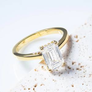 Emerald Cut White Gold <b>Diamond</b> <b>Ring</b> 2.70ct Lab-Grown Engagement Wedding Jewelry 14k Gold Plated Eternity Vermeil - Product Image 4
