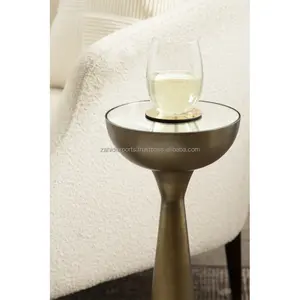 Mesa de Centro Portátil de Acero Inoxidable Hecha a Mano, Diseño Moderno Ovalado, Alta Calidad, Altura Ajustable para Sala de Estar - Product Image 3