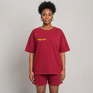Summer Casual wear 100% Cotton women short <b>set</b> custom Embroidery Logo solid color streetwear comfortable ladies 2 piece <b>set</b> - Product Image 1