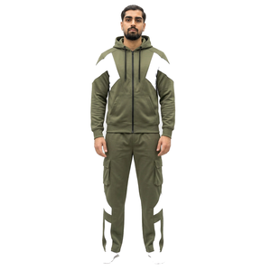 Chándal Deportivo Informal para Hombre, Color Negro y Naranja, con Capucha, Cierre con Cordón, Mangas Largas, Estilo Urbano - Product Image 2