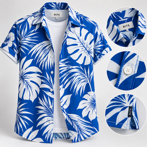 Chemise Hawaïenne Homme RITS à Manches Courtes Imprimé Floral pour Vacances d'Été Col Rabattu Tissu Respirant Vente en Gros - Product Image 5