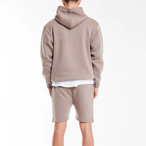 Conjunto de Sudadera Holgada con Hombros Caídos y Cordón Ajustable en la Cintura con Pantalones Cortos de Felpa - Product Image 3