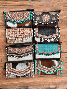 กระเป๋าคลัทช์สำหรับผู้หญิงลายหนังวัวสีเทอร์ควอยซ์ดีไซน์สวย - Product Image 3