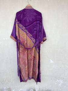 Seda Púrpura Kimono Largo Kimono Chaqueta Kimonos Cardigan Beach Cover Up - Product Image 6