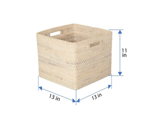 Artex HaiNam <b>Square</b> Natural Rattan Storage <b>Basket</b> With Handles Rustic Multi-Purpose Organizer - Product Image 6