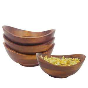 Hot Sale Set of 4 Acacia Wood Bowls with Wavy Rim for Dining Table Fruit Nut Display Snack Use or Tabletop Wooden Kitchen Decor - Product Image 6