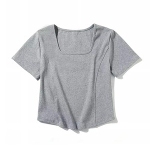 Men's Solid Color Short Sleeve <b>Crop</b> <b>Top</b> O-Neck Knitted T-Shirt Slim Fit Breathable Casual Style - Product Image 4