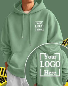 Men's Winter Green Hooded Sweatshirt 100% Cotton French Terry Oversized Casual Pocket Custom Printed Front Logo Bangladesh - Product Image 1