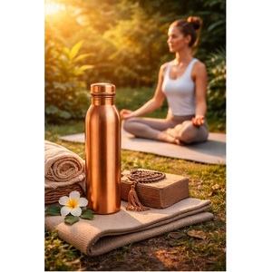 <b>Brushed</b> Copper Flask Milled Cap Pure Solid Copper <b>Bottle</b> for Gym Sports & Office - Product Image 6