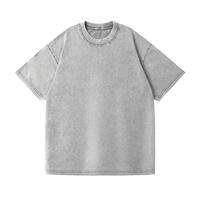 T-shirt décontracté noir personnalisé pour homme, effet vieilli, haute qualité, délavé à l'acide, vintage, respirant, en tissu polyester/coton, col rond AMIB