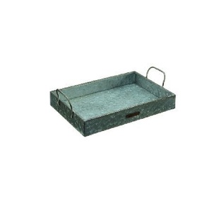 Plateaux de service en métal galvanisé faits à la main, écologiques, compatibles lave-vaisselle, avec poignées, design empilable pour la maison et les fêtes - Product Image 1