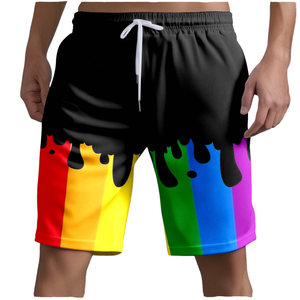 <b>Men's</b> Eco-Friendly Breathable Canvas Sporty Board Shorts Quick Dry Drawstring Swim <b>Trunks</b> Short Length Mid Waist Polyester - Product Image 2