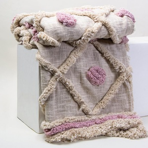 Jeté en coton 100% fait main, jeté tissé pour la chambre à coucher, jetés bohèmes ivoire, décoration intérieure, couverture - Product Image 6