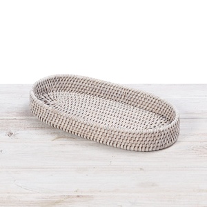 Combo oval tray hand woven rattan trays tiramisu fruit <b>snack</b> display <b>container</b> countertop organiser - Product Image 3