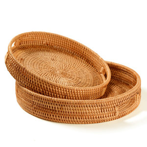 Natural Premium Quality Round Rattan Wicker Trays <b>Cheap</b> Price Wholesale From Vietnam - Product Image 5