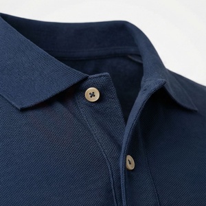 Men's Navy <b>Blue</b> Short Sleeve <b>Polo</b> <b>Shirt</b> 100% Cotton Pique Breathable Regular Fit Solid Knitted Casual Design - Product Image 4