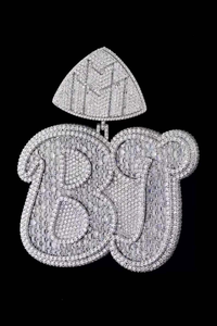 Moissanite <b>Initial</b> AB Pendant Iced Out Baguette Pave Hip Hop <b>Necklace</b> Charm Luxury Statement Jewelry For Men Women - Product Image 2