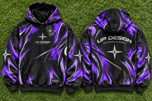 Sweat-shirt à capuche surdimensionné personnalisé avec imprimé graphique violet et noir, streetwear unisexe, sweat-shirt à capuche lourd pour hommes et femmes - Product Image 6