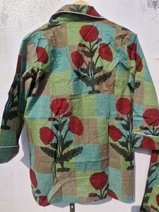 ชุดนอนผ้าฝ้ายสำหรับผู้หญิง ลายพิมพ์นามธรรม นุ่ม ระบายอากาศดี ชุดนอนลำลอง ชุดเซ็ตติดกระดุม - Product Image 2