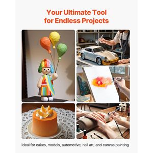 Kit Aerografo 1/6 HP con Compressore e Serbatoio, Aerografo Professionale a Doppia Azione 1/6 HP, 3 Punte, Accessorio per Vernice Acrilica - Product Image 3