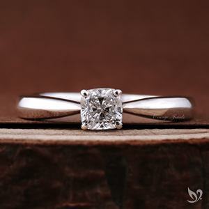 0.50 carat cushion cut lab grown diamond <b>ring</b> pinched shank <b>solitaire</b> 10K white gold delicate engagement <b>ring</b> - Product Image 1