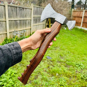 Hacha de doble cabeza de Damasco, patrón clásico, construcción sólida de acero, herramienta para exteriores, supervivencia, camping, madera - Product Image 2