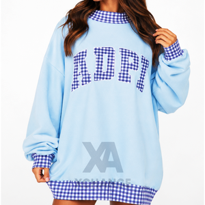 Sweat-shirt oversize à col montant pour femme 2026, avec logo personnalisé imprimé et brodé sur le devant, en tissu polaire à séchage rapide et écologique - Product Image 4