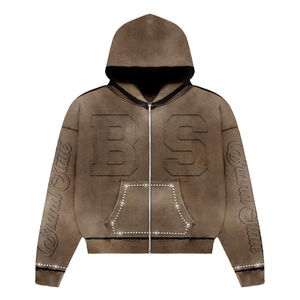 OEM Unique Design Trendy Outfit Hot Sale Acid Washed <b>Tracksuit</b> New Arrivals Rhinestone Printed Vintage Style Sun Faded <b>Tracksuit</b> - Product Image 2