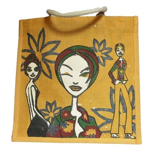 Vente en gros Sac fourre-tout en jute écologique Sac à main cadeau quotidien d'épicerie réutilisable avec impression de logo personnalisé Sacs promotionnels - Product Image 1