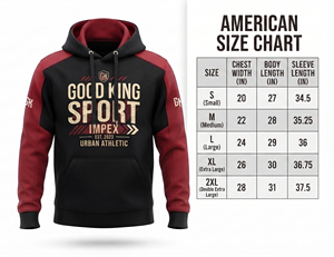 Good King Sport Impex <b>Men's</b> Hooded <b>Sweatshirt</b> Raglan Sleeve Black <b>Red</b> Sublimation Print Urban Athletic Style Polyester/Cotton - Product Image 6