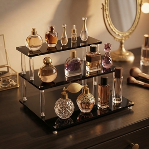 Modern Portable Acrylic Cosmetic Display Rack with Detachable <b>Shelves</b> for Retail Shops Salons Beauty Boutiques - Product Image 2