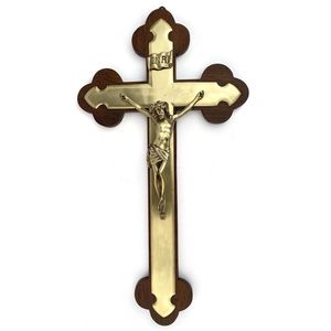 Croix d'église décorative en laiton massif, faite à la main, ornement religieux chrétien mural pour cathédrale, chapelle et maison, pour la prière - Product Image 1