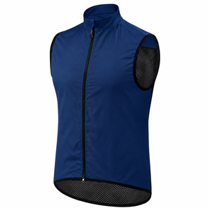 Chaleco de Ciclismo de Manga Larga para Hombre TESSUTO, Azul Marino, Cortavientos, Transpirable, 100% Poliéster - Product Image 1