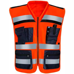 Gilet de sécurité réversible orange haute visibilité avec bandes réfléchissantes, vêtements d'extérieur pour hommes, style décontracté, vêtements d'été - Product Image 5