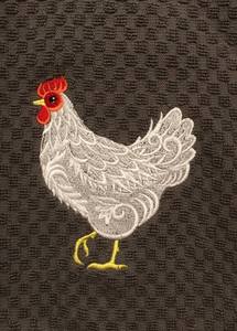 Paño de cocina bordado con diseño de gallina, tejido gofrado, de algodón de rizo, toalla de mano, en colores blanco, marfil, marrón claro, gris, marrón oscuro, negro, rosa, verde, azul - Product Image 4