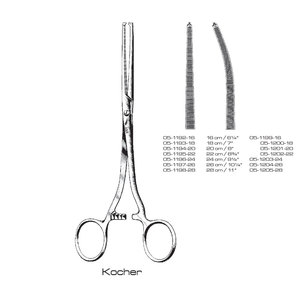 Tijeras Quirúrgicas Kocher de 16 cm (6¼ Pulgadas), Instrumento Manual para Cirugía General, Clase II, Certificado CE - Product Image 1