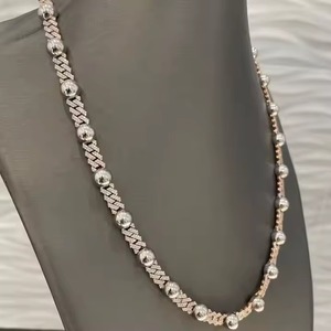 Latest Sterling Silver Hand Set Moissanite Stones Necklace Rhodium Finish Cuban Link Chain Gold IGI Certified Luxury Unisex - Product Image 3