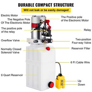 Nuova Unità di Potenza Idraulica da 6 Quarti # 12V CC # # Azione singola # # Serbatoio in Metallo # # Pompa Idraulica # # Rimorchio Ribaltabile # # Potenza Idraulica - Product Image 5