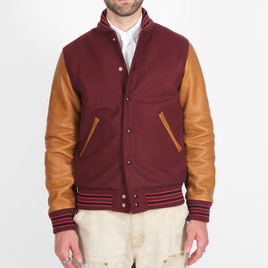 Chaqueta Universitaria de Lana Blanca y Negra con Mangas de Cuero, Chaqueta Clásica Estilo Bomber para Hombre y Mujer - Product Image 1