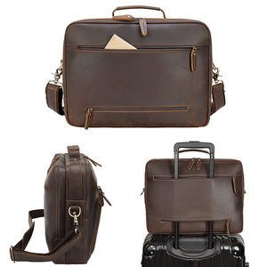 <b>Men</b> Crazy Leather 15.6 Inch Laptop <b>Bags</b> Briefcase Genuine Leather Business Office Briefcase <b>Bag</b>. - Product Image 5