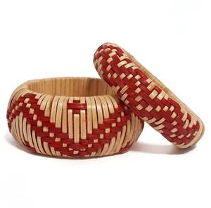 Conjunto de brazaletes de ratán tejido de estilo minimalista, joyería informal para fiestas, brazaletes, regalos de cumpleaños y fiestas para niñas al mejor precio - Product Image 4