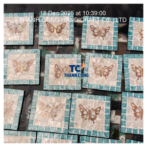 Posavasos de ratán elegante de fábrica confiable con diseño de nácar para distribuidores globales - Product Image 5