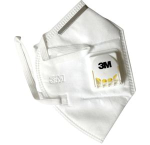 Mascarilla desechable 3M 9502V+ con válvula y plegado vertical plano que ayuda a proporcionar una protección respiratoria cómoda y conveniente. - Product Image 3