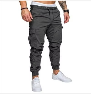 Wholesale <b>Denim</b> Light Breathable Streetwear Casual Sport <b>Jogging</b> Cotton Solid Color Side Pocket Custom Logo Men Cargo Joggers - Product Image 4